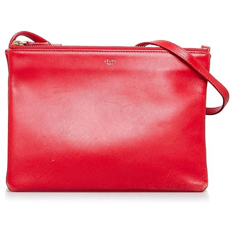 celine trio fox red|Trio bag in laminated calfskin .